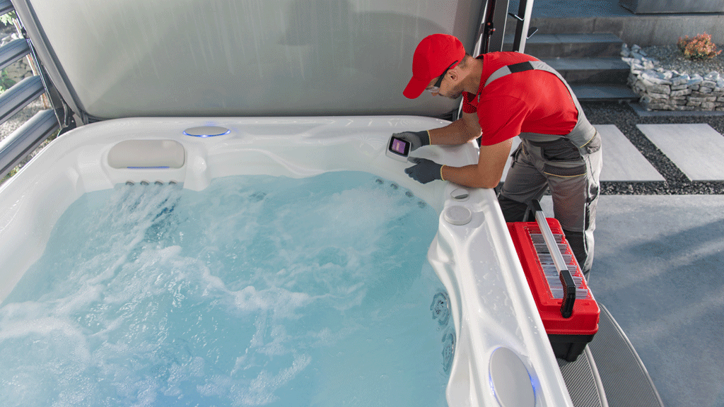 Réglage température sur panneau de commande digital spa gonflable